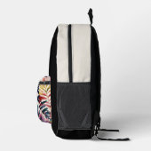 ゼブラフローラウォーターカラーアートブラックベージュ プリントバックパック (右)