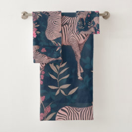 ゼブラフローラカラフルパタパーソナライズされたーン バスタオルセット