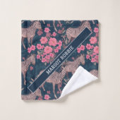 ゼブラフローラカラフルパタパーソナライズされたーン バスタオルセット (ウォッシュタオル)