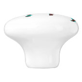 ゼブラブラウンとティール(緑がかった色)プリントシルエット セラミックノブ (側面)