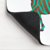 ゼブラブラウンとティール（緑がかった色）プリントシルエット マウスパッド (コーナー)