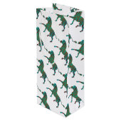 ゼブラブラウンとティール（緑がかった色）プリントシルエット ワインギフトバッグ (裏面アングル)