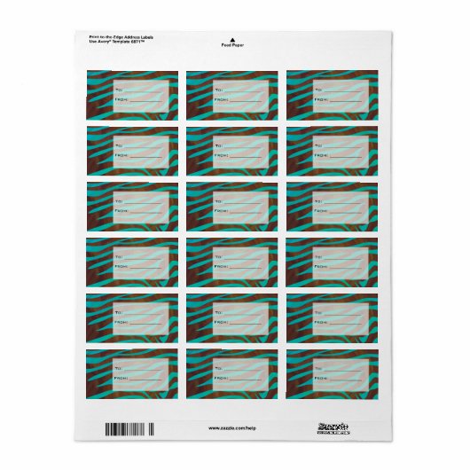 ゼブラブラウンとモノグラムティール(緑がかった色) ラベル (フルシート)
