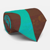 ゼブラブラウンアンドティール(緑がかった色)プリント ネクタイ (ロール)