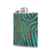 ゼブラブラウンアンドティール(緑がかった色)プリント フラスク (左)