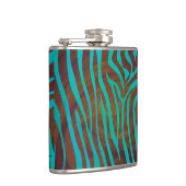 ゼブラブラウンアンドティール(緑がかった色)プリント フラスク (右)
