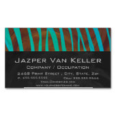 ゼブラブラウンアンドティール(緑がかった色)プリント マグネット名刺 (正面)