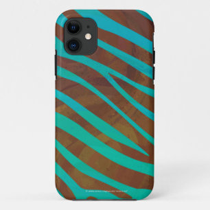 ゼブラブラウンアンドティール(緑がかった色)プリント iPhone 11 ケース