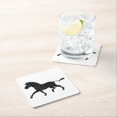 ゼブラブラックとグレーのプリントシルエット スクエアペーパーコースター (インサイチュ)