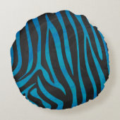 ゼブラブラックとブルーシルエット ラウンドクッション (裏面)