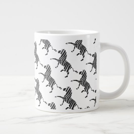 ゼブラブラックとライトグレーのシルエット ジャンボコーヒーマグカップ (右)