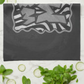 ゼブラブラックとライトグレーワイルドミー キッチンタオル (折り畳み)