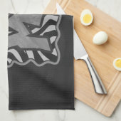 ゼブラブラックとライトグレーワイルドミー キッチンタオル (四つ折り)