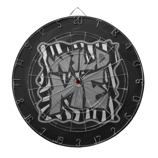 ゼブラブラックとライトグレーワイルドミー ダーツボード (正面)