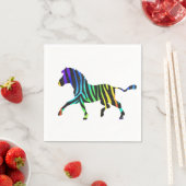 ゼブラブラックとレインボーシルエット スタンダードカクテルナプキン (インサイチュ)