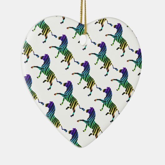 ゼブラブラックとレインボーシルエット セラミックオーナメント (右)