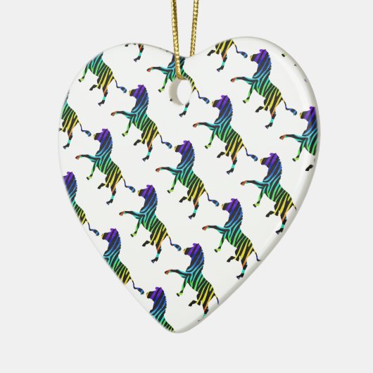 ゼブラブラックとレインボーシルエット セラミックオーナメント (左)