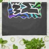 ゼブラブラックとレインボーワイルドミー キッチンタオル (折り畳み)