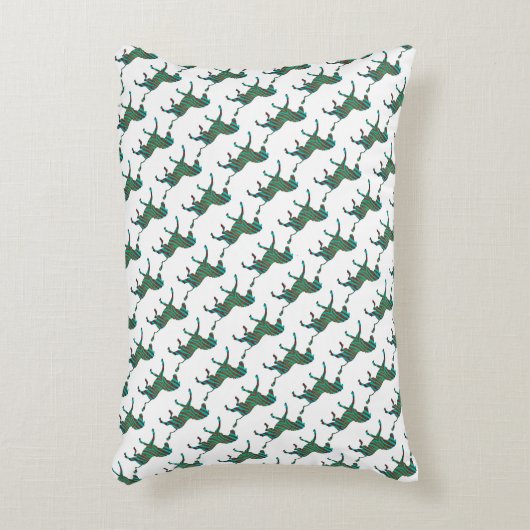 ゼブラブラックアンドグリーンプリント アクセントクッション (正面(垂直))