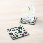 ゼブラブラックアンドグリーン水玉模様 コースター (右側)