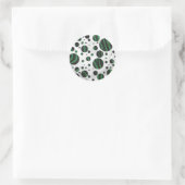 ゼブラブラックアンドグリーン水玉模様 ラウンドシール (バッグ)