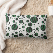 ゼブラブラックアンドグリーン水玉模様 ランバークッション (ブランケット)