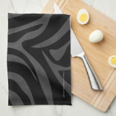 ゼブラブラックアンドグレープリント キッチンタオル (四つ折り)