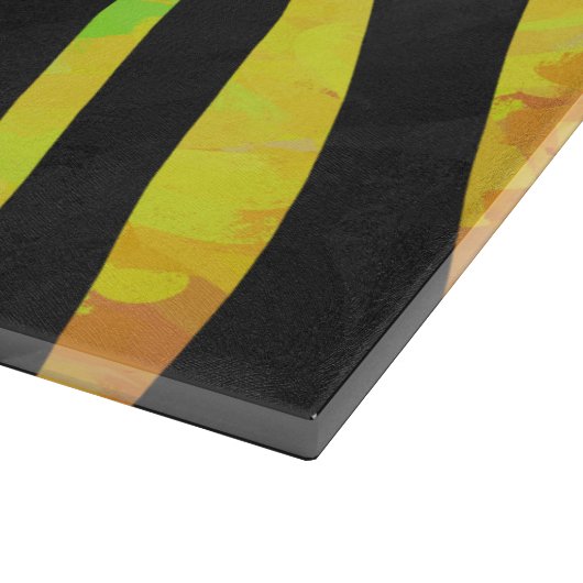 ゼブラブラックアンドレインボープリント カッティングボード (角)