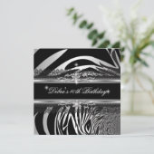 ゼブラブラックシルバーホワイト40歳の誕生日パーティー 招待状 (スタンド正面)