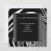 ゼブラブラックシルバーホワイト40歳の誕生日パーティー 招待状 (裏面)