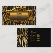 ゼブラブラック金ゴールドエレガント事業 名刺 (正面/裏面)