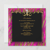 ゼブラブラック金ゴールドピンクジュエル30th誕生日パーティー 招待状 (裏面)