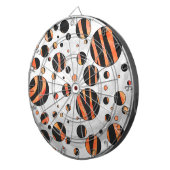 ゼブラブラック&オレンジ水玉模様 ダーツボード (正面右)