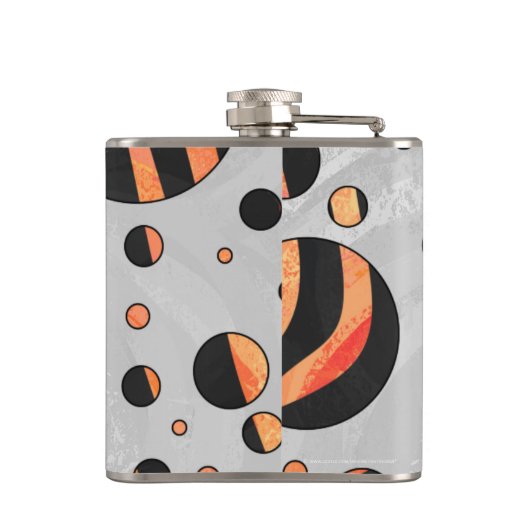 ゼブラブラック&オレンジ水玉模様 フラスク (裏面)