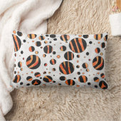 ゼブラブラック&オレンジ水玉模様 ランバークッション (ブランケット)