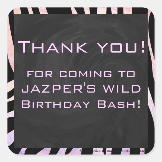 ゼブラブラック&ピンクモノグラム スクエアシール (正面)