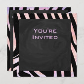 ゼブラブラック&ピンクモノグラム 招待状 (正面/裏面)