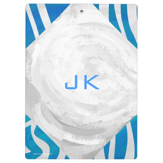 ゼブラブルーとホワイトとモノグラム クリップボード (裏面)