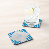 ゼブラブルーとホワイトとモノグラム コースター (右側)