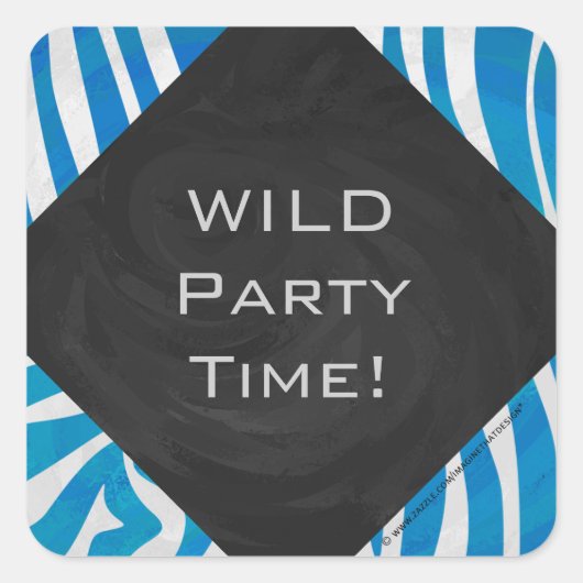 ゼブラブルーとホワイトとモノグラム スクエアシール (正面)