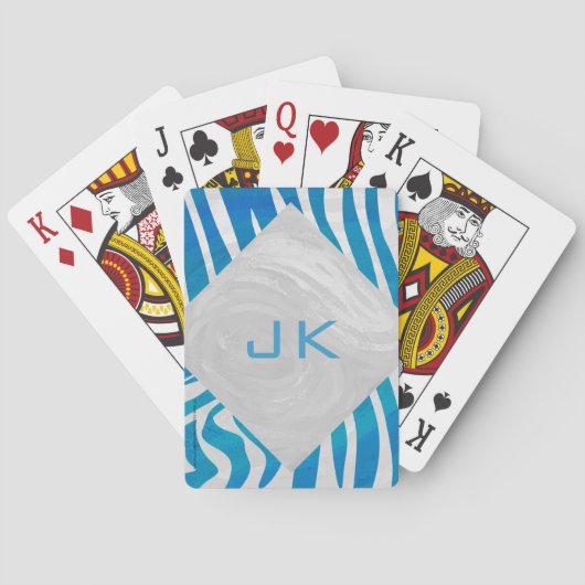 ゼブラブルーとホワイトとモノグラム トランプ (裏面)