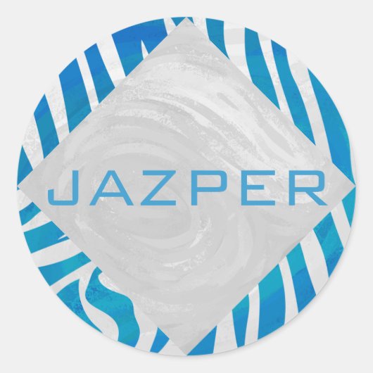 ゼブラブルーとホワイトとモノグラム ラウンドシール (正面)