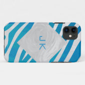 ゼブラブルーとホワイトとモノグラム Case-Mate iPhoneケース (裏面(横))