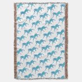 ゼブラブルーとホワイトシルエット スローブランケット (正面縦)