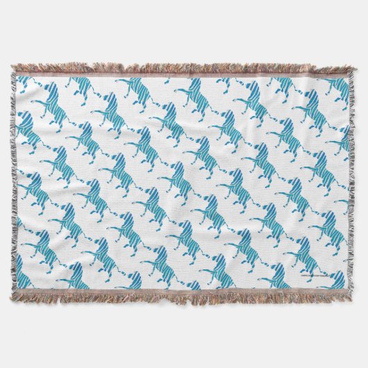 ゼブラブルーとホワイトシルエット スローブランケット (正面)