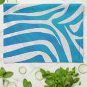 ゼブラブルーアンドホワイトプリント キッチンタオル (折り畳み)