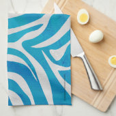 ゼブラブルーアンドホワイトプリント キッチンタオル (四つ折り)