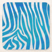 ゼブラブルーアンドホワイトプリント スクエアペーパーコースター (正面)