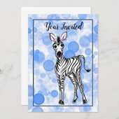 ゼブラブルーバブルガムパターン 招待状 (正面/裏面)