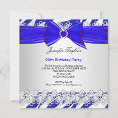 ゼブラブルーホワイトブルーヒールレースパール誕生日 招待状 (裏面)